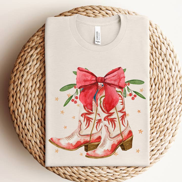 Western Boots Coquette Graphic Tee/Crew for wholesale by Willow Poppy