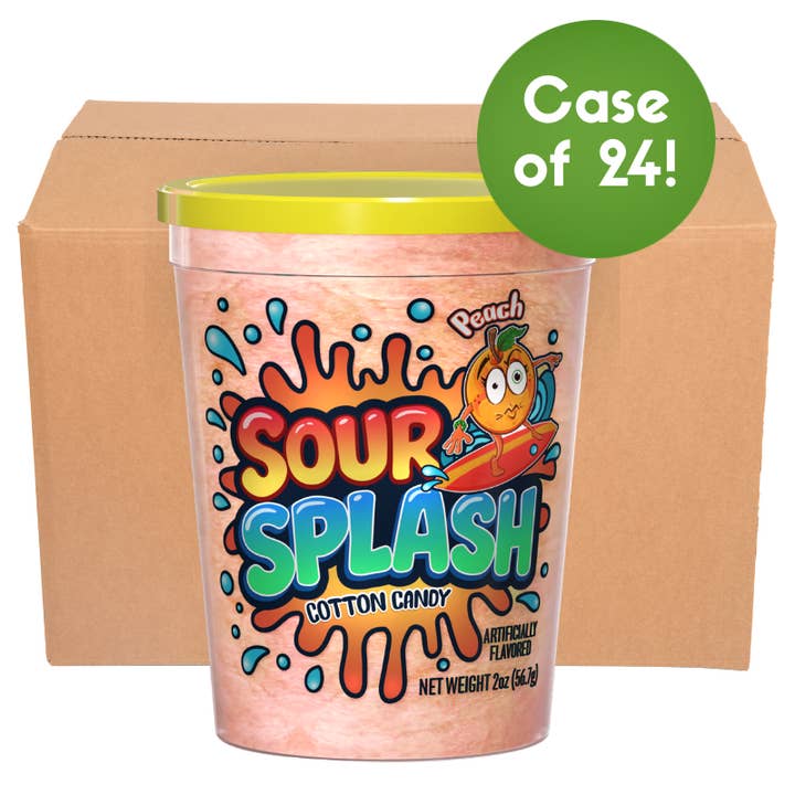 Sour Splash Cotton Candy - Peach Flavor for wholesale by Santa Cruz Fun Foods
