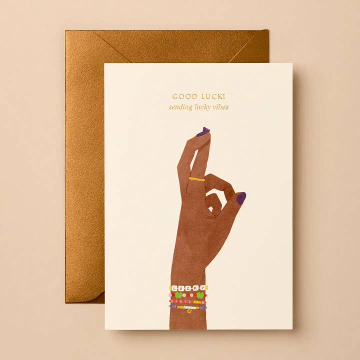 Good Luck Card | Eco-Friendly Foil Greeting Card for wholesale by Gabrielle & Celine Greeting Cards USA