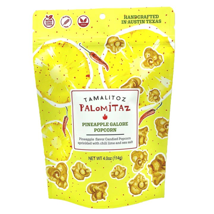 Palomitaz Pineapple Galore Candied Popcorn 4oz, 12ct for wholesale by Grandpa Joe's Candy Shop