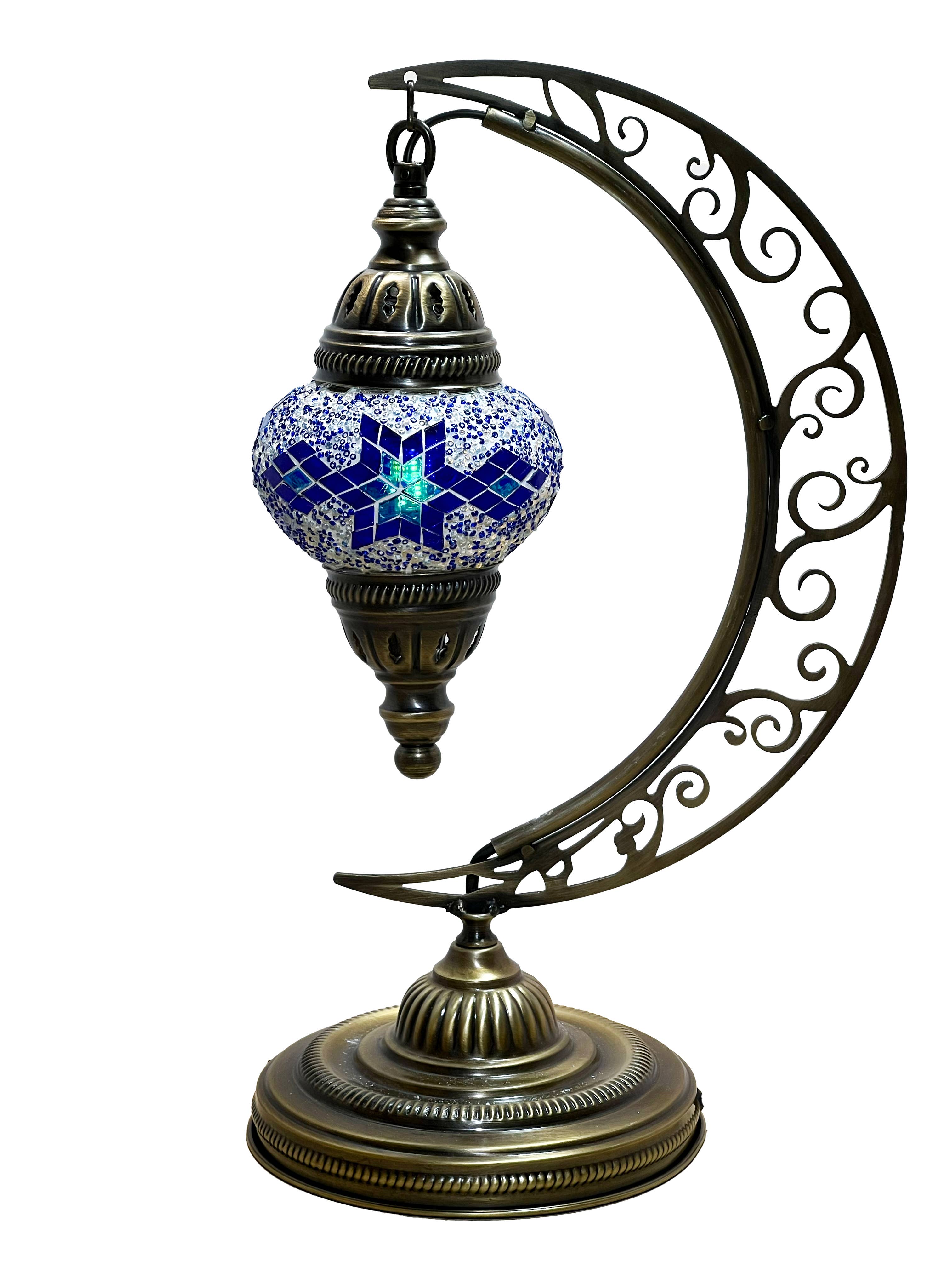 Gypsy Soul - Wholesale Accent/Desk Lamp - Moon Mosaic Turkish Lamp 6" Glass Globe 1
