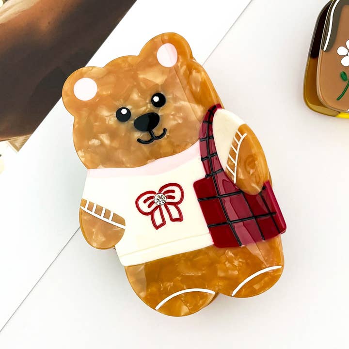 Fröhlicher Einkaufsbär Spaß Acetat Haarklauenclip für den Großhandel von mildstyles