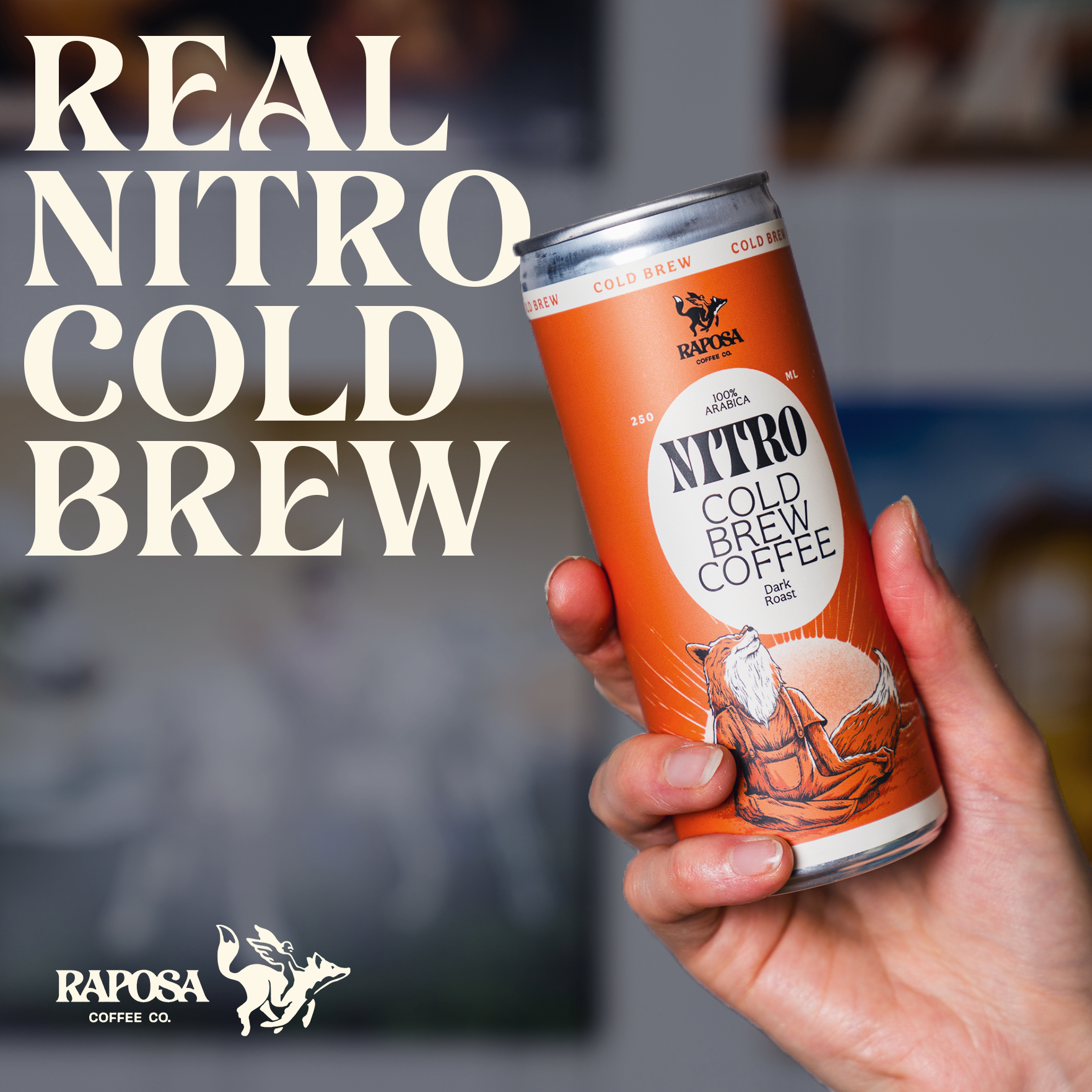 Raposa Coffee – Engroshandel Iskaffe/cold brew – Nitro Cold Brew: Klassisk mørkristet kaffe (250 ml)4