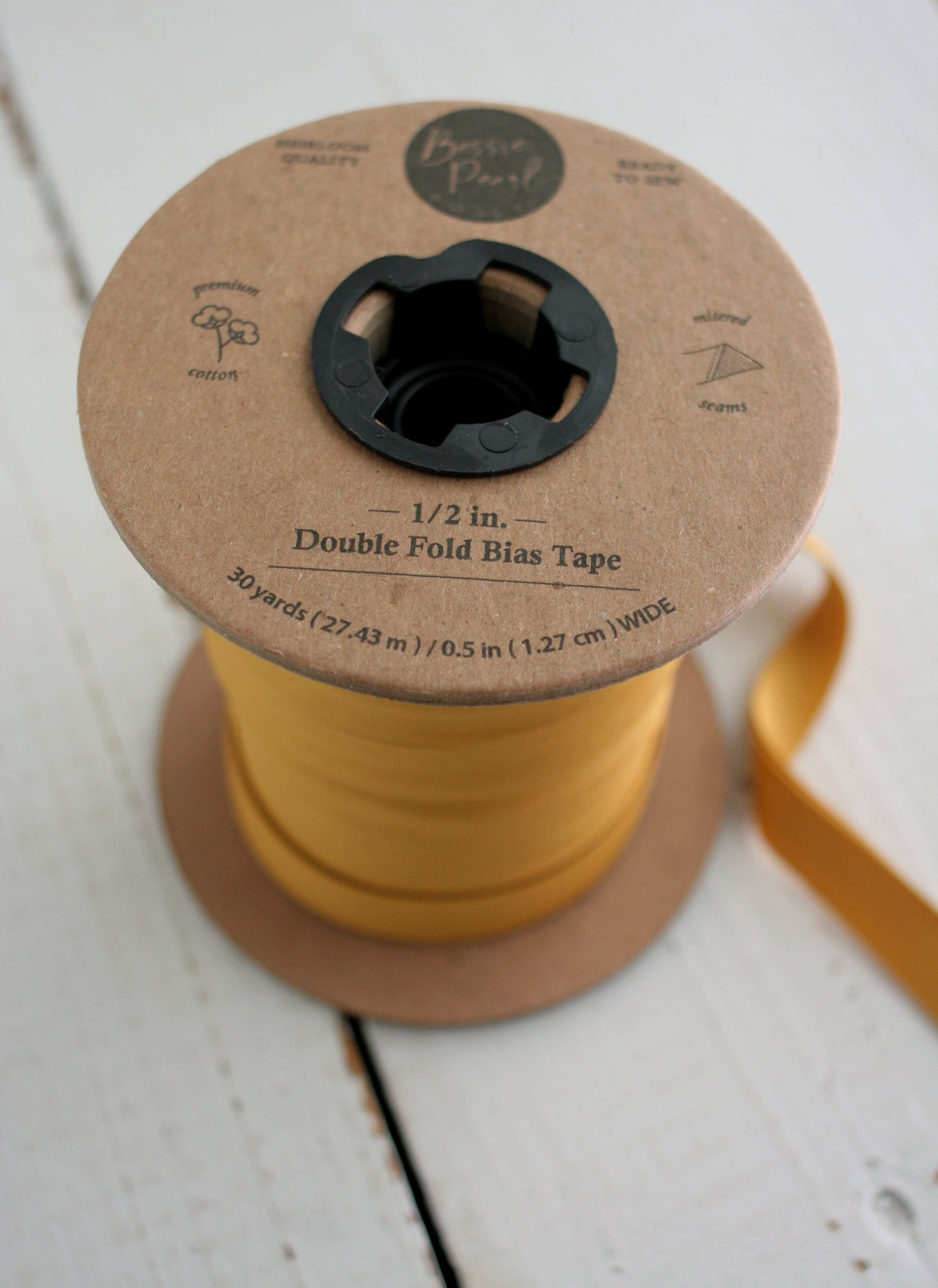 Bessie Pearl Binding Co - Wholesale Craft Supplies - 1/2" Double Fold Bias Binding -  Floret Floral, Teal, Spool2