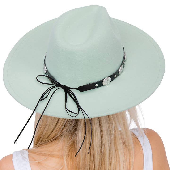 Cap Zone – Fedora - Mulher por atacado – Chapéu de Feltro Rancher de Aba Larga com Cinto de Conchas4