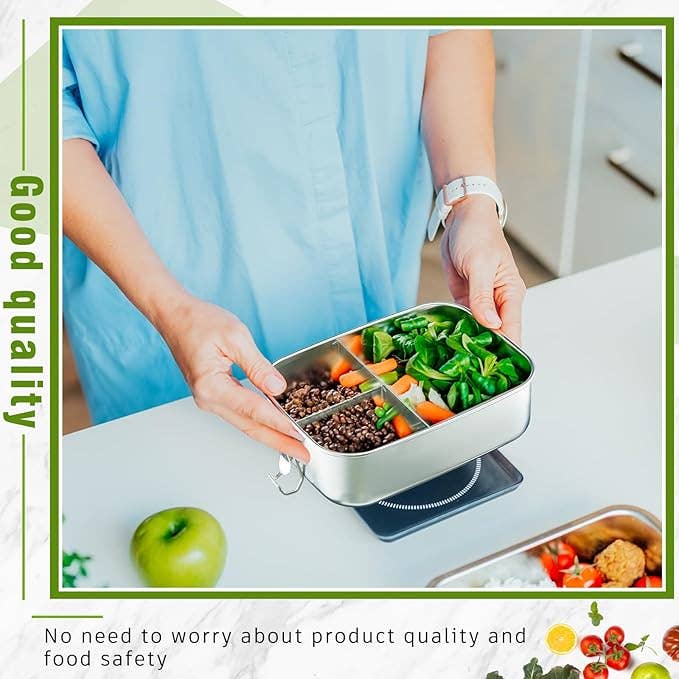 Crover - Wholesale Lunch Bag/Box - 1pc Stainless Steel Lunch Box with 2pc Foldable Utensils Set4