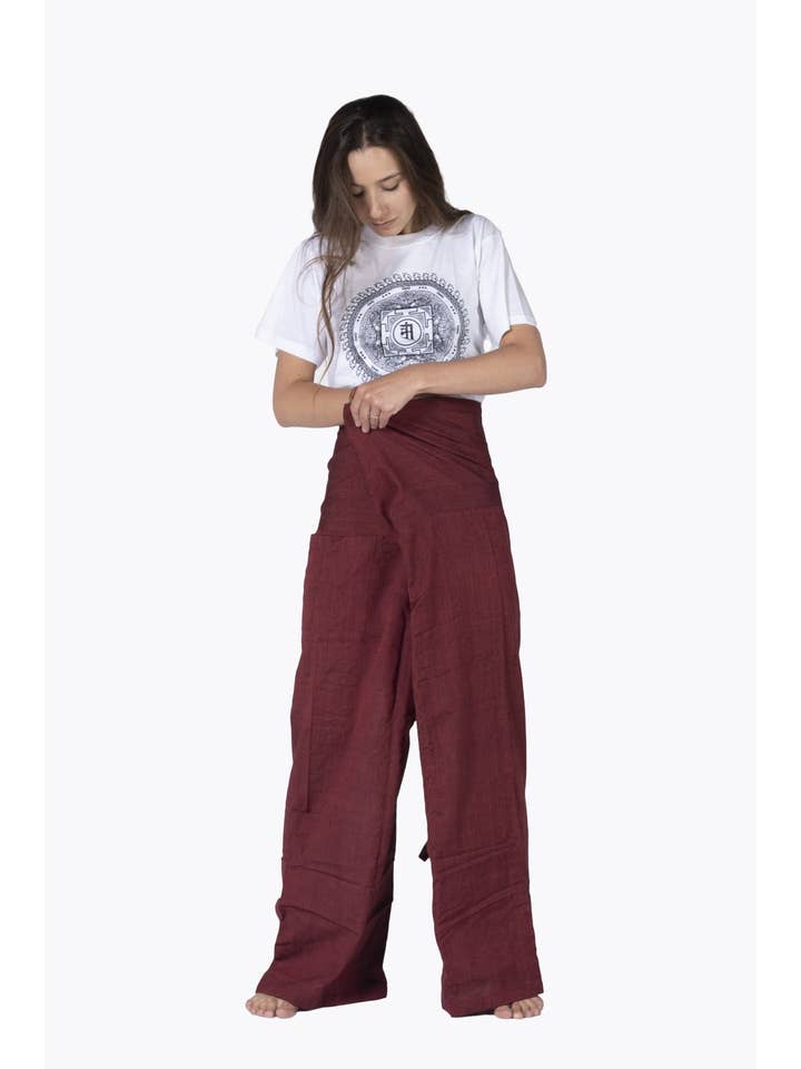 HimaOriginals - Venta al por mayor Pantalones - Mujer - Pantalón de algodón tailandés estilo pescador, boho hippie, ajuste relajado14