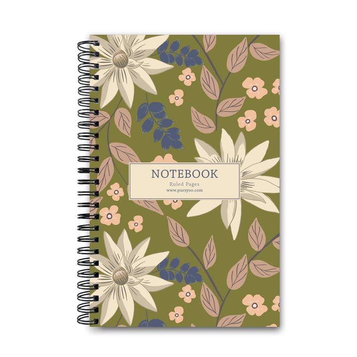 Hvid Lotus Spiral Notebook | 8.5" L x 5.5" B for engroshandel hos Pursyoo | Design House | Paper & Lifestyle
