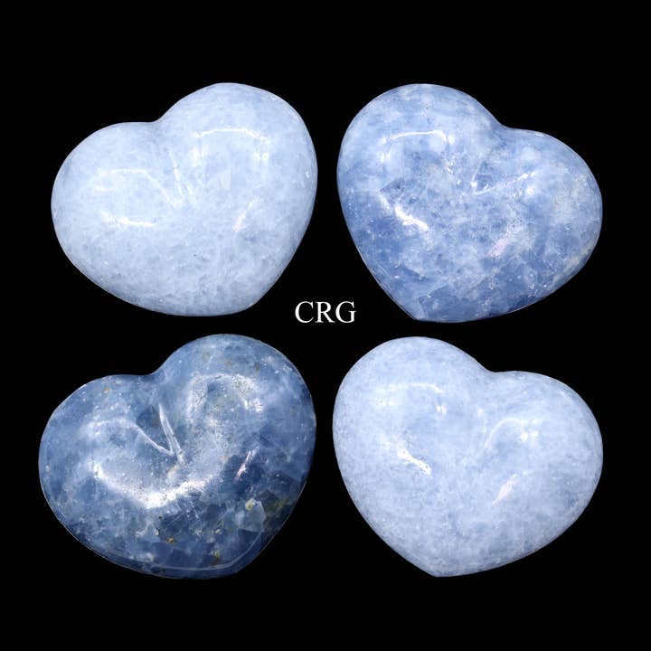 1 PIECE - Blue Calcite Heart from Madagascar / 2.5 " AVG for wholesale by Crystal River Gems LLC