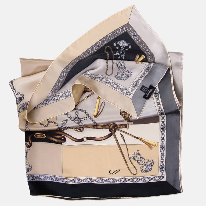 Elizabetta Made in Italy USA - Wholesale Scarf - Women's - Gabriella - Hand Rolled Silk Foulard - Hazelnut5