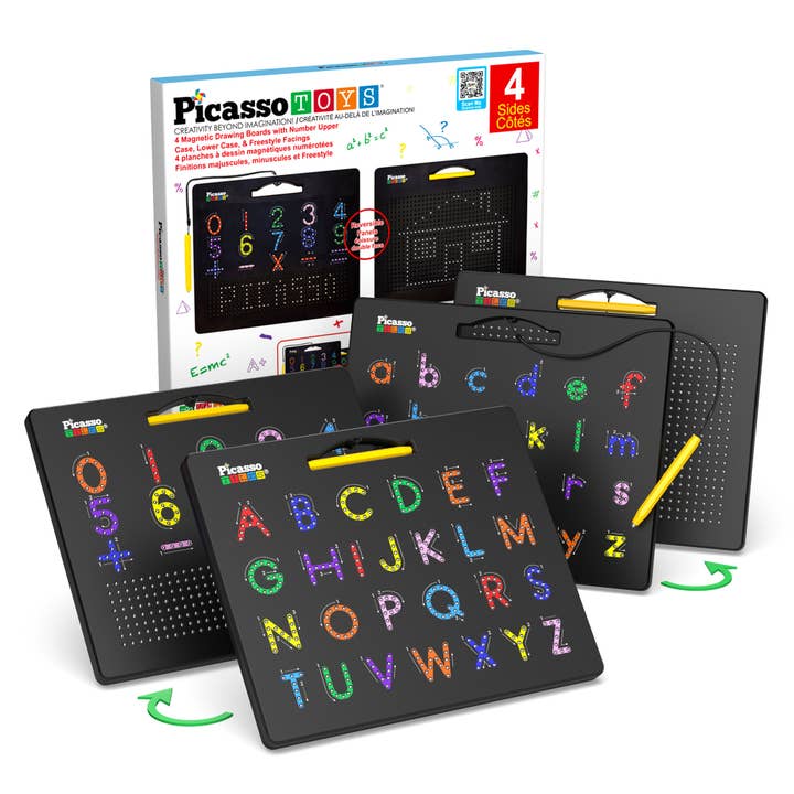Ensemble de 2 tablettes magnétiques éducatives PicassoTiles avec 4 faces d'apprentissage pour la vente par PicassoTiles