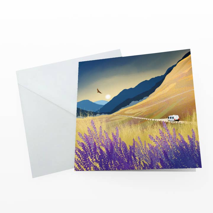 Galloway Arts - Vente Carte de vœux classique - Carte de vœux Freedom - voyages en camping-car en Écosse. Carte d'anniversaire, carte de remerciement, carte d'anniversaire, carte de pendaison de crémaillère. Envoyer de l'amour.1