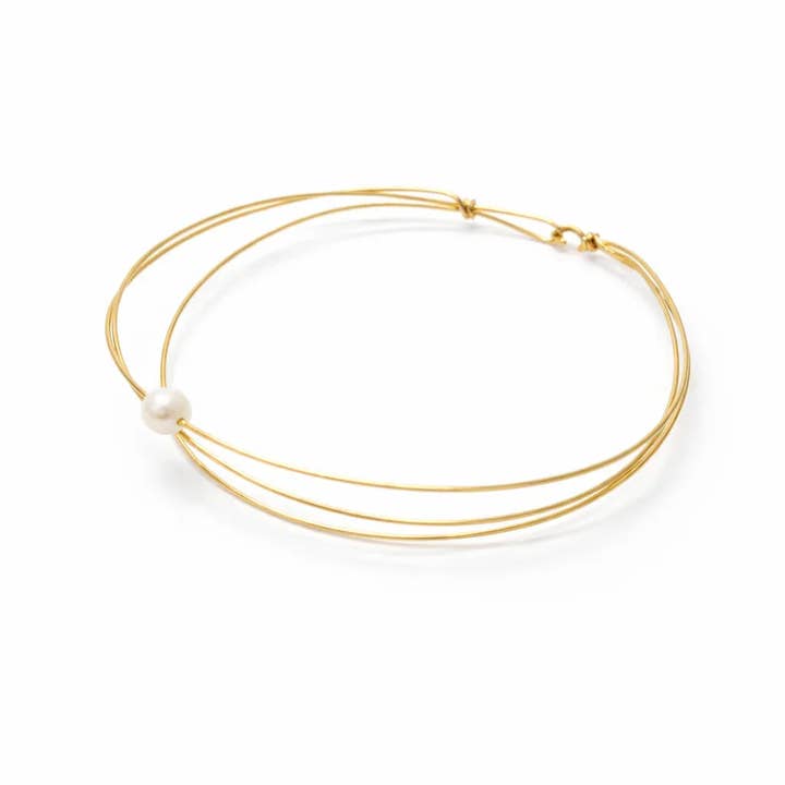 LA MAISON GISEL B. - Wholesale Bangle Bracelet - Jonc Trame fil triple dorée