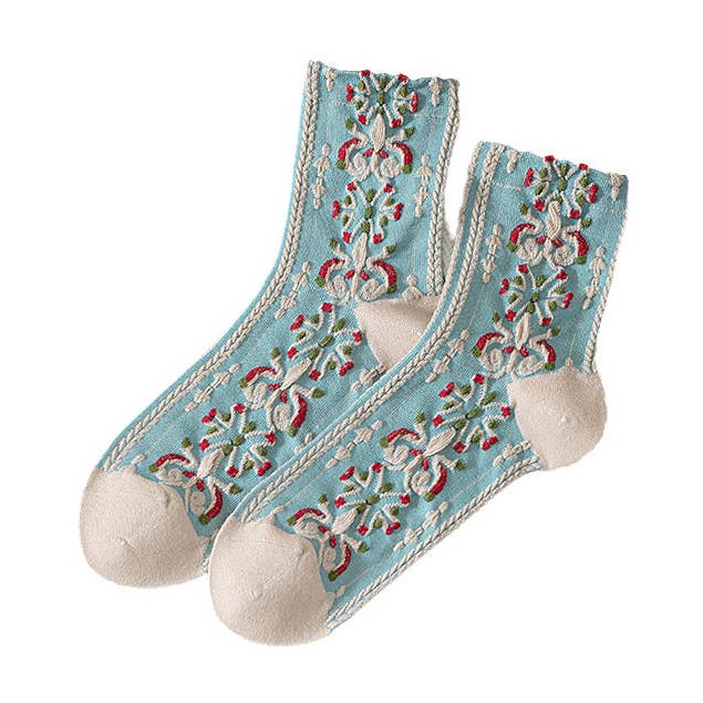 Meias de Algodão Penteado com Padrão em Relevo até Meio da Barriga da Perna M5A040 por atacado de alberalkirk