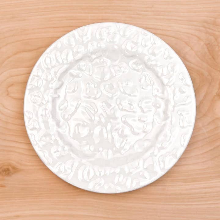 Leopard Embossed Plate White 8" for wholesale by The Royal Standard