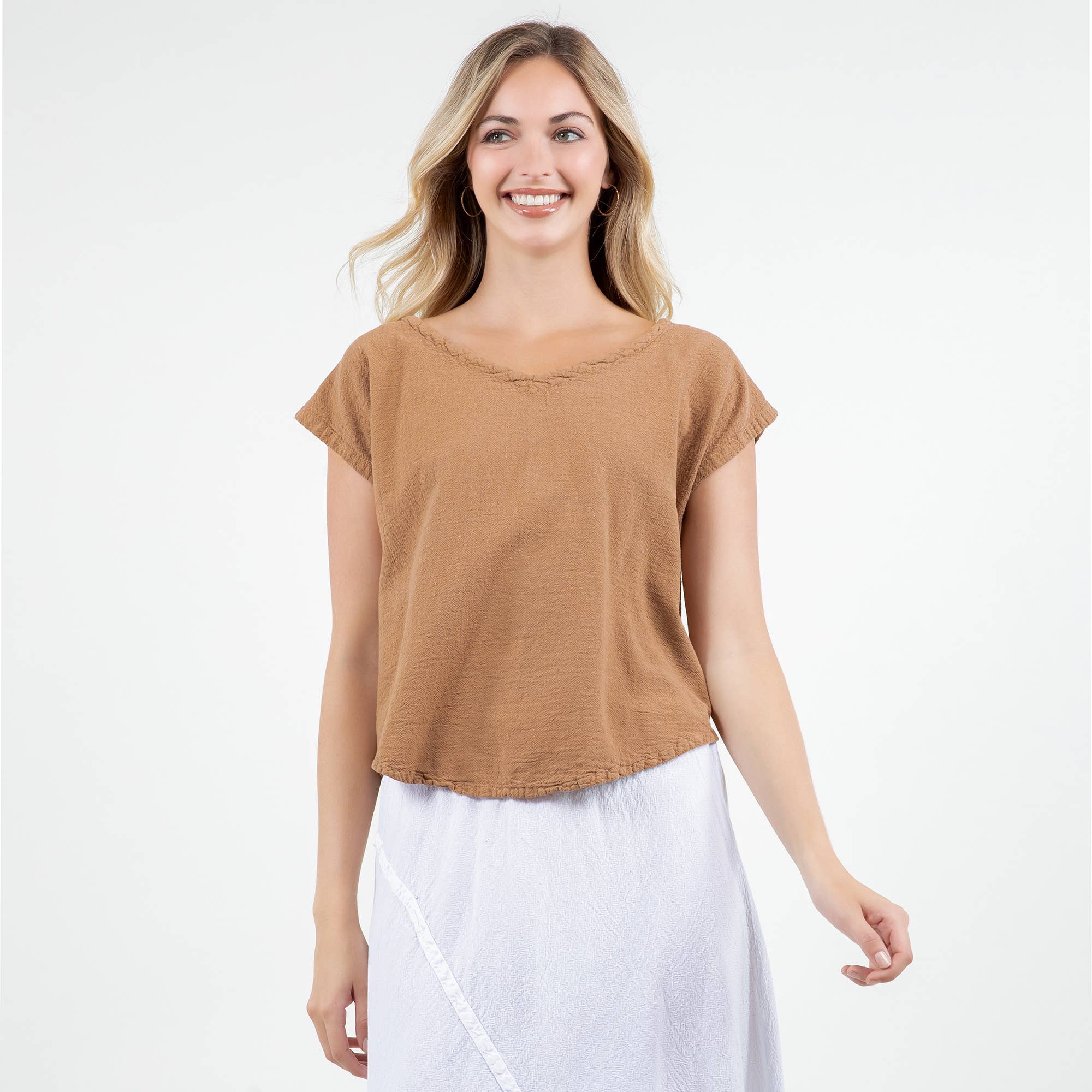 Cottonways – Großhandel Bluse – Damen – Meagan Top aus 100% — perfekte Mullgarmgarnitur aus Baumwolle24