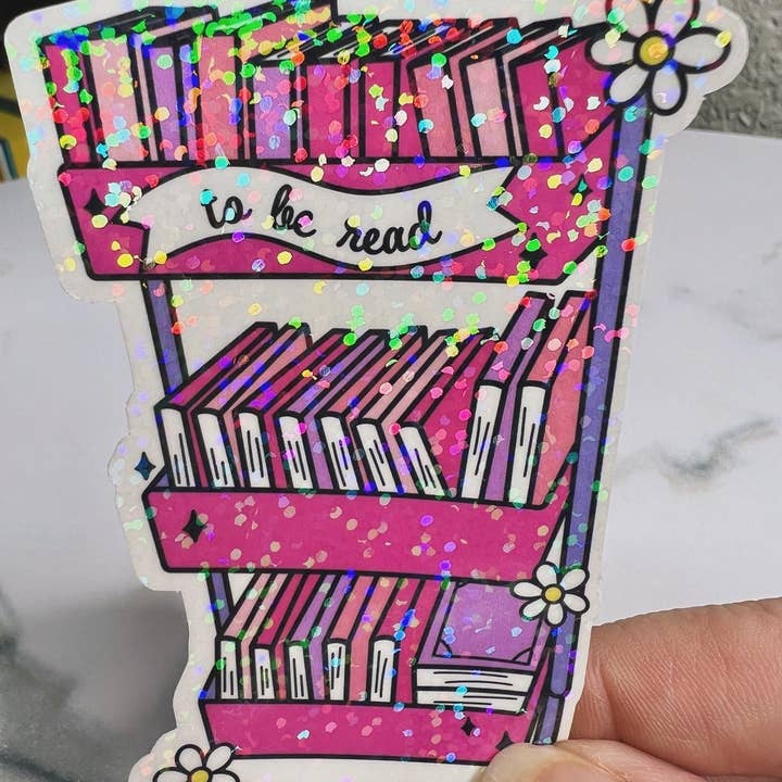 TBR Cart Holographic Sticker To Be Read Pile Sparkle Decal for wholesale by FatedFiction