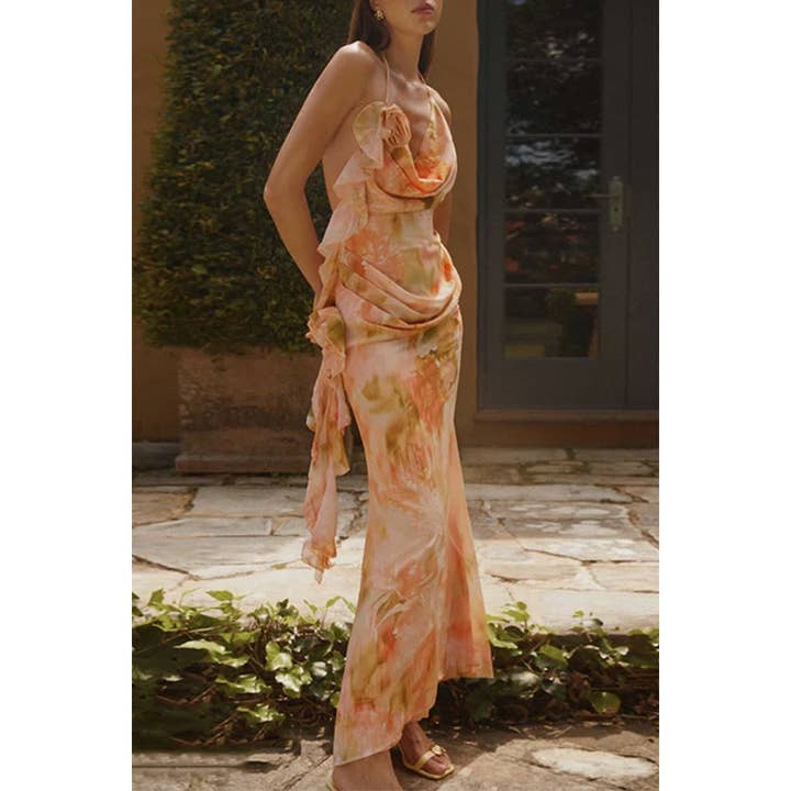 Summer Sexy Halter Lace up Mesh V neck Dress for wholesale by Paperdoll