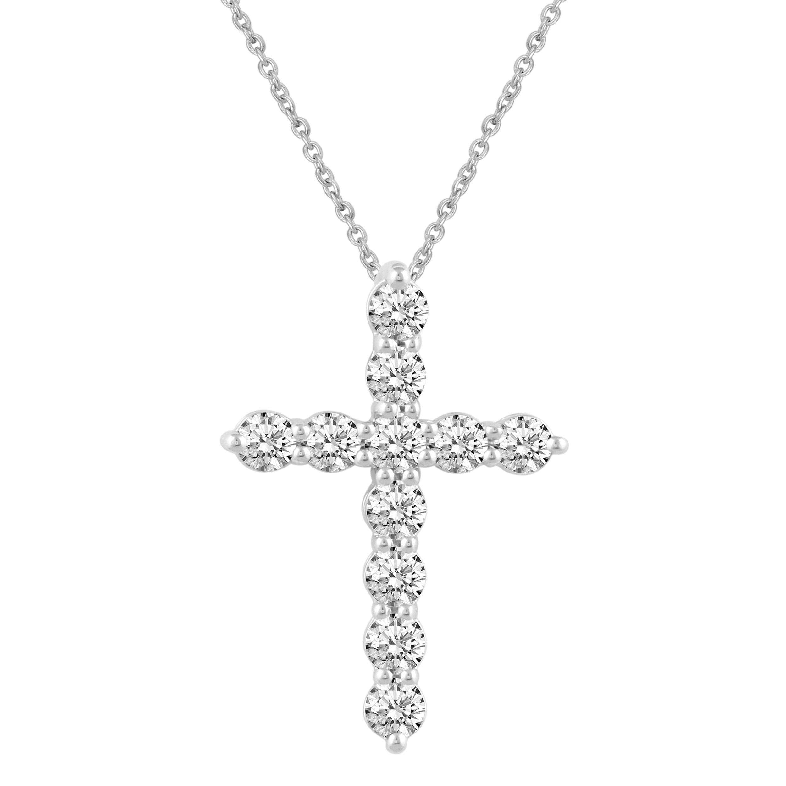 Fifth and Fine - Wholesale Pendant/Charm Necklace - 1/5Cttw to 1.00Cttw Classic Diamond Cross Pendant in Silver15