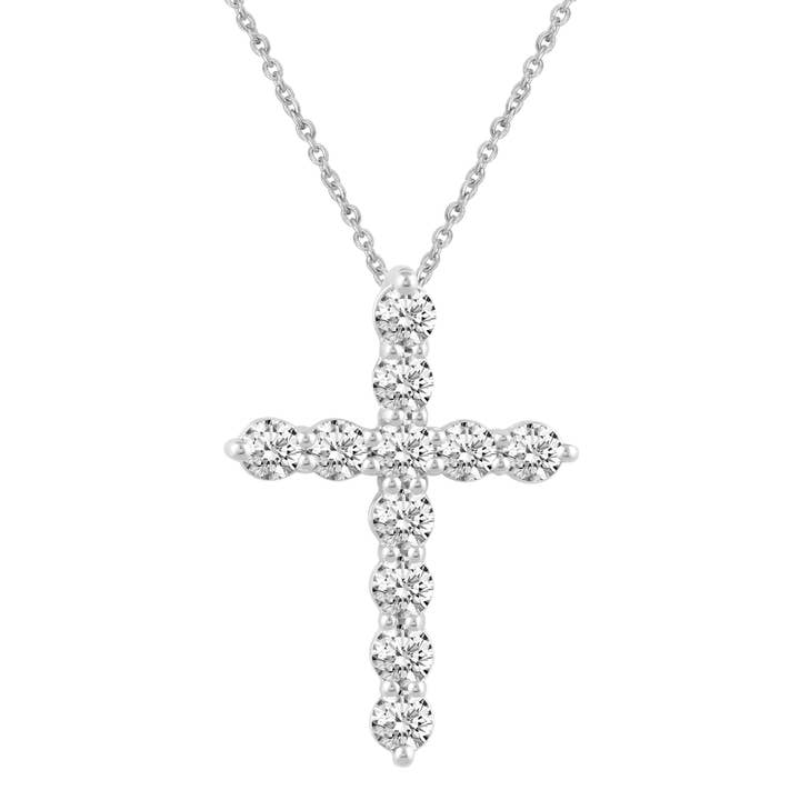 Fifth and Fine - Wholesale Pendant/Charm Necklace - 1/5Cttw to 1.00Cttw Classic Diamond Cross Pendant in Silver15