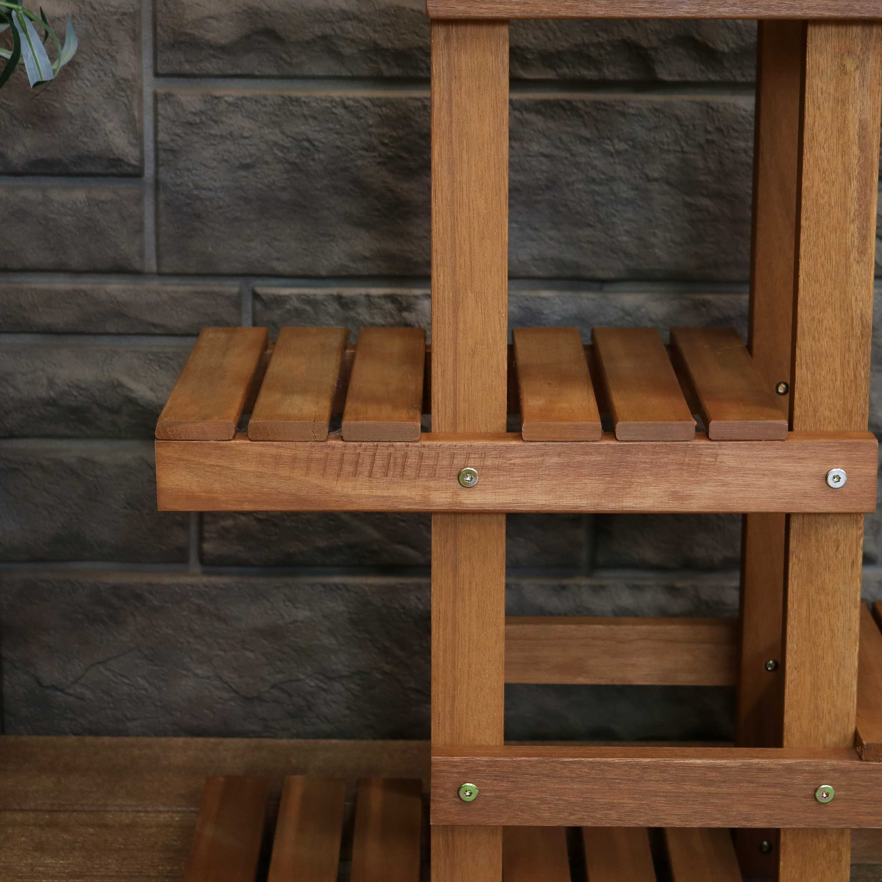 Sunnydaze Decor - Wholesale Plant Pot Stand - Meranti Wood Multi-Shelf Plant Stand - 36 in5