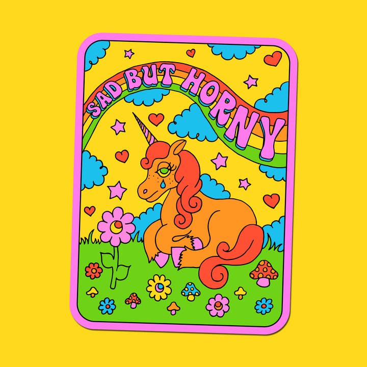 Sad But Horny Sticker for wholesale by Claire Morales