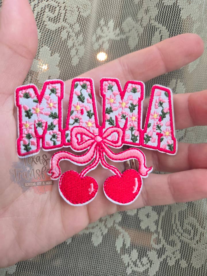 Mama-Kirschschleife Bügelaufnäher für den Großhandel von Texas Transfers