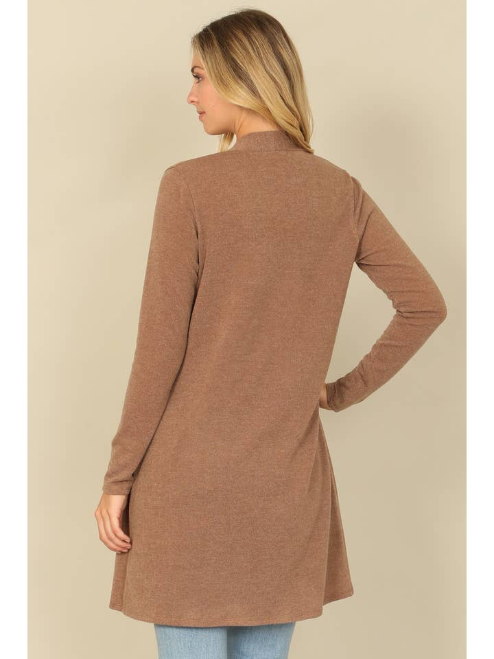 You & Me - Wholesale Cardigan - Women's - YMC30014V-SOLID LONG SLEEVE SIDE POCKET OPEN FRONT CARDIGAN6