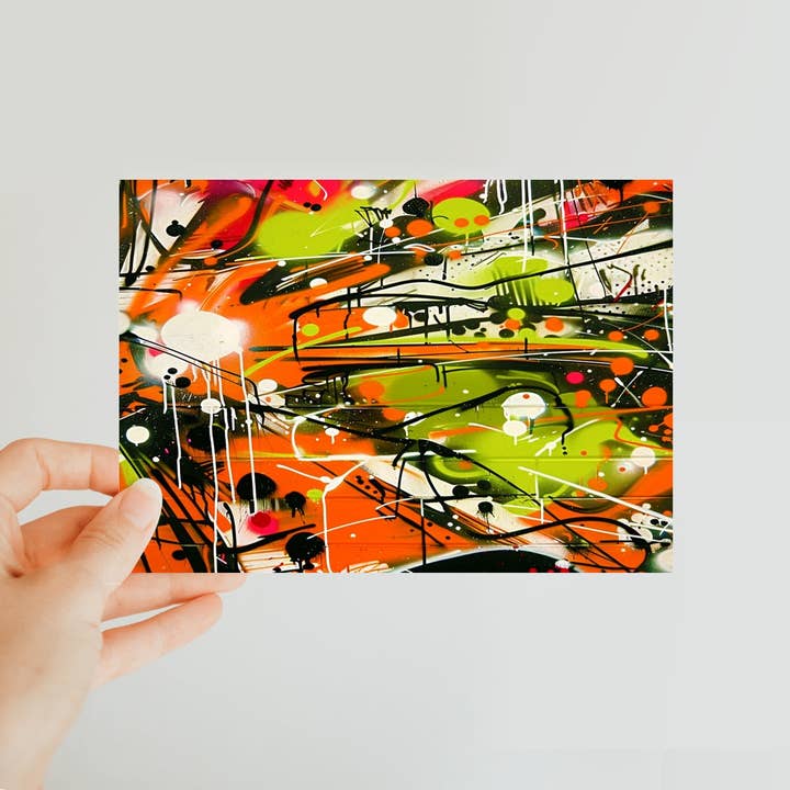 Neon Splatter Symphony: Urban Graffiti Art Classic Postcard for wholesale by D'Sare