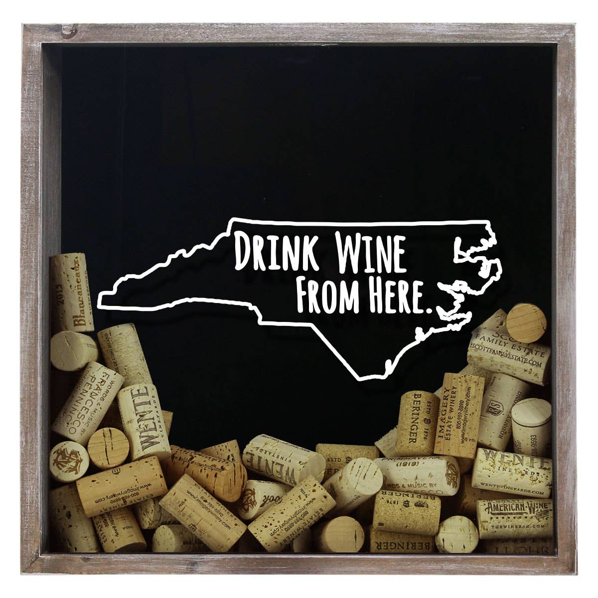Torched Products - Wholesale Sign - Drink Wine From Here Beer Cap Shadow Box - Farmhouse Antique31