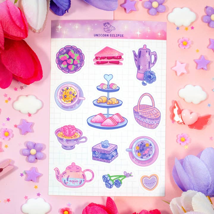 Tea Party Sticker Sheet for wholesale by Unicorn Eclipse