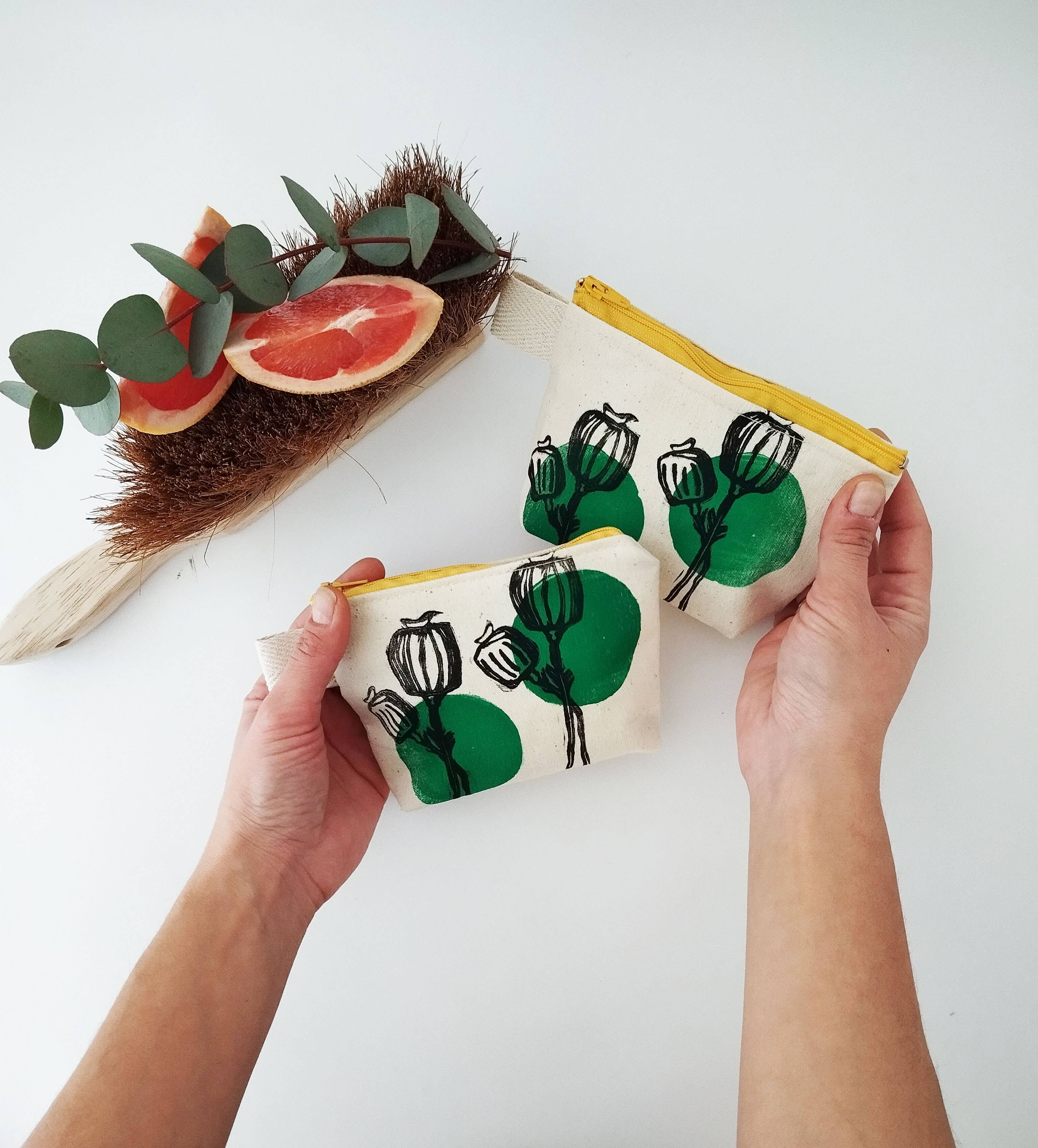 The Ink Job - Wholesale Pouch - Women's - Blockprinted Poppy Print Purse6