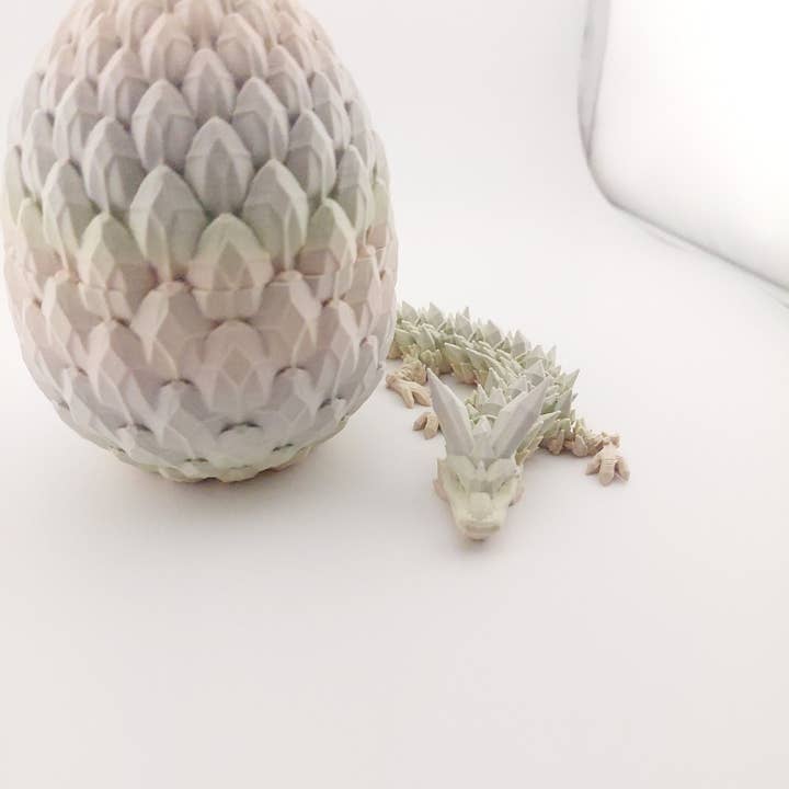 The Geek Galleria - Wholesale Fidget Toy - Kids - 12 Inch Crystal Dragon And Matching Egg! - Articulated - Cinderwing3d - 3D Printed Dragon - Unique Gift