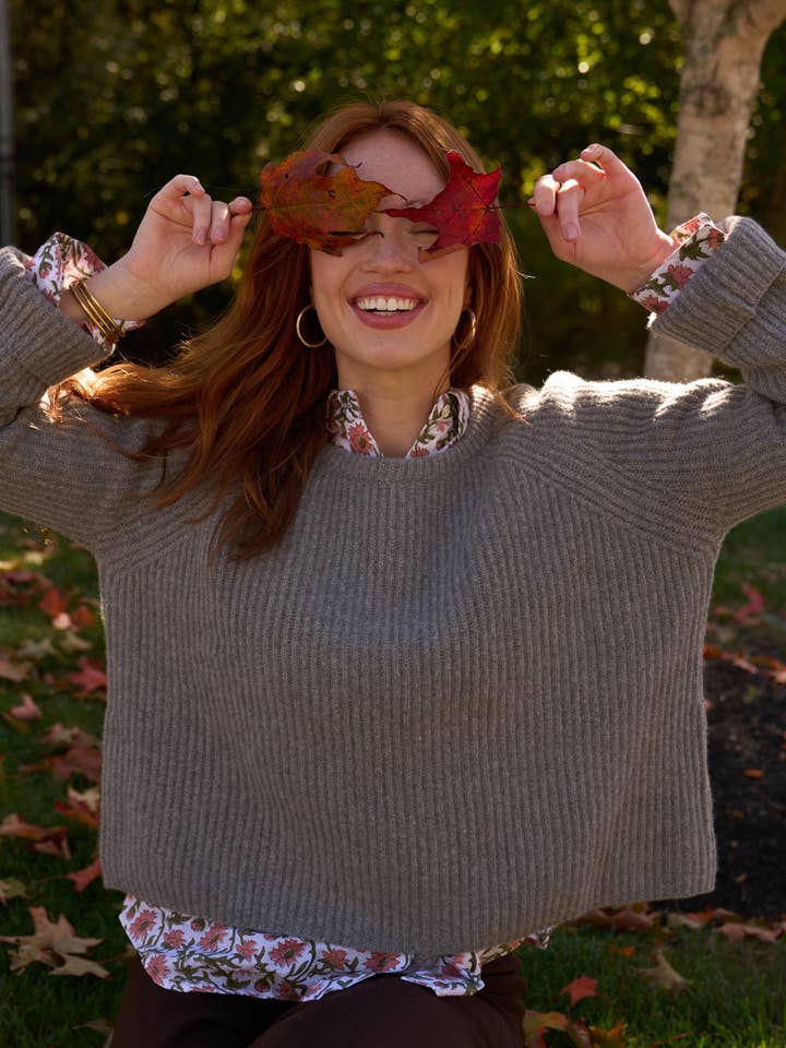 Montauk Shaker Trui van gerecycled kasjmier - Perla Grey voor wholesale door and for Good