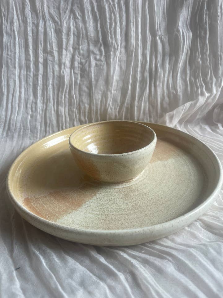 Dunes Chip and Dip Bowl for wholesale by Charlotte Manser Ceramics