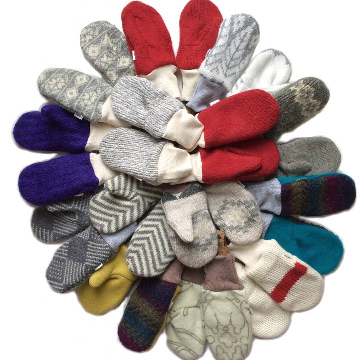 Upcycled Wool Kids Mittens for wholesale by Nooks Design