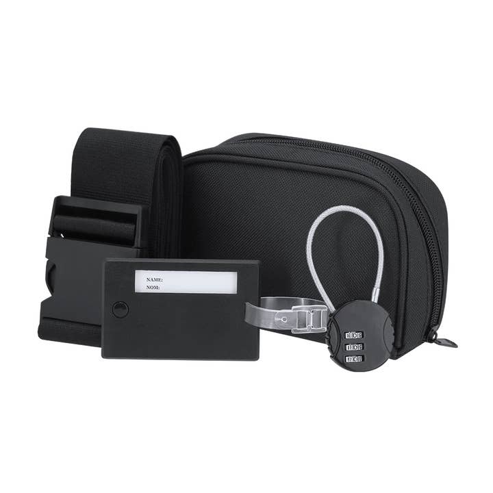 Travel set with accessories and RPET cover for wholesale by Fustik