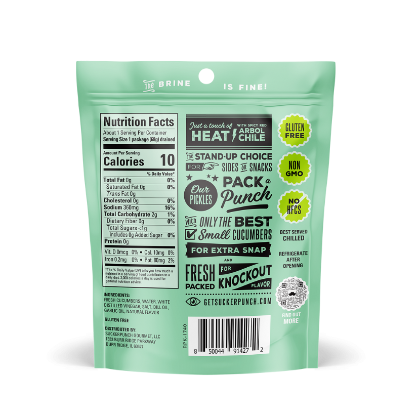 SuckerPunch Pickles - Wholesale Pickled Vegetables - Spicy Dill Snack Pack1