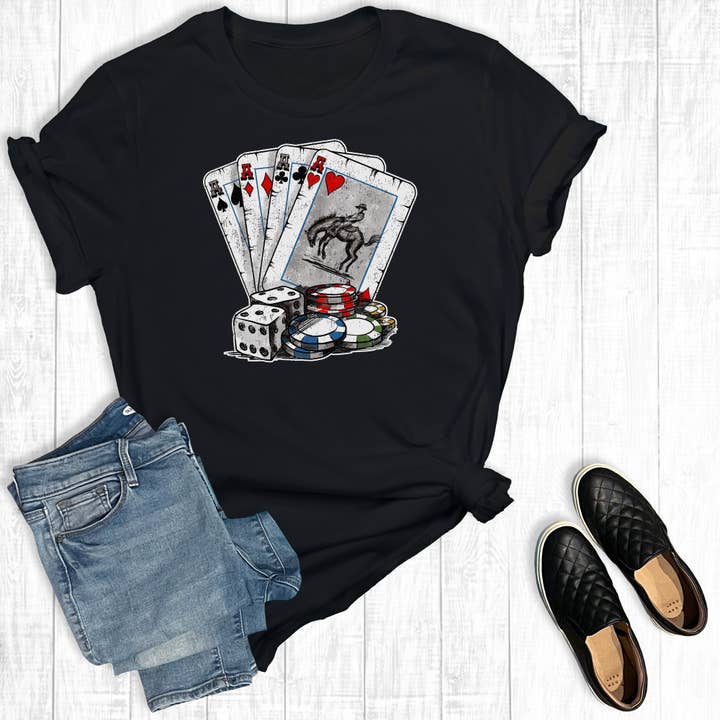 T-shirt con grafica Western Playing Cards per la vendita all'ingrosso da parte di The Way Down South