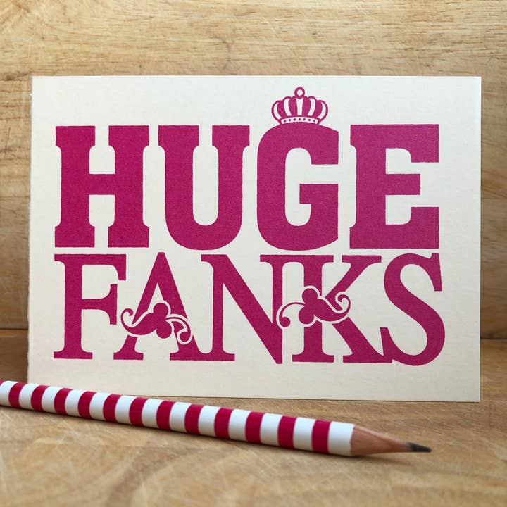 Pink Huge Fanks Card for wholesale by Samantha Morris