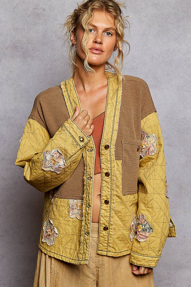 Pol Clothing - Wholesale Jacket - Women's - Long sleeve quilted twill big pocket woven jacket3