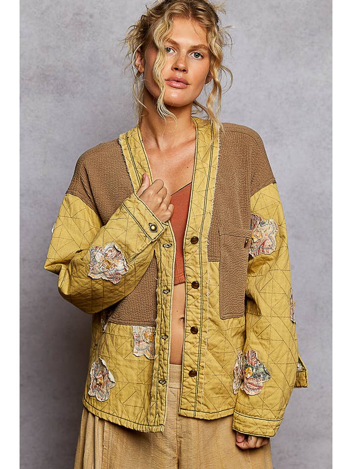 Pol Clothing - Wholesale Jacket - Women's - Long sleeve quilted twill big pocket woven jacket3