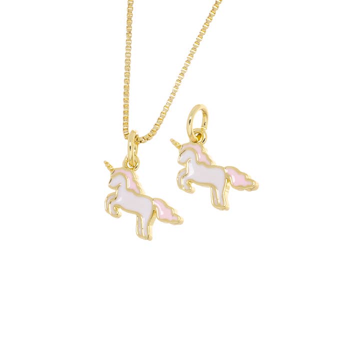 Unicorn Small Gold Charm,Dainty Unicorn Enamel Charm,CPG1607 for wholesale by Jewel Pledge