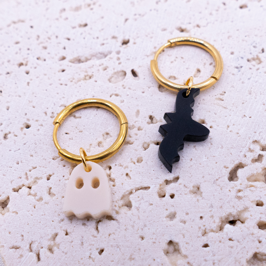 Tilda&Theo - Wholesale Dangle Earrings - Bat Ghost Hoop Earrings - Halloween Ghosts3