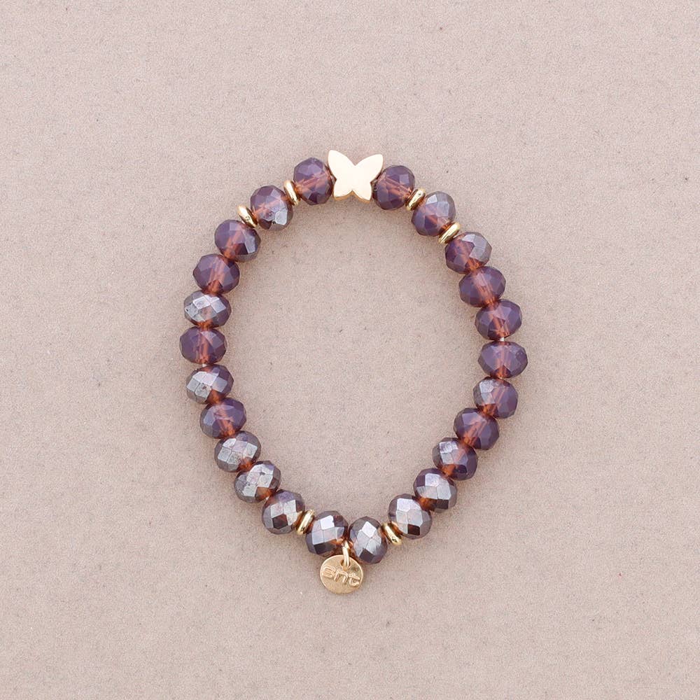 Sonata - Wholesale Beaded Bracelet - Elastic Bracelet with Faceted Crystal Butterfly Metal2