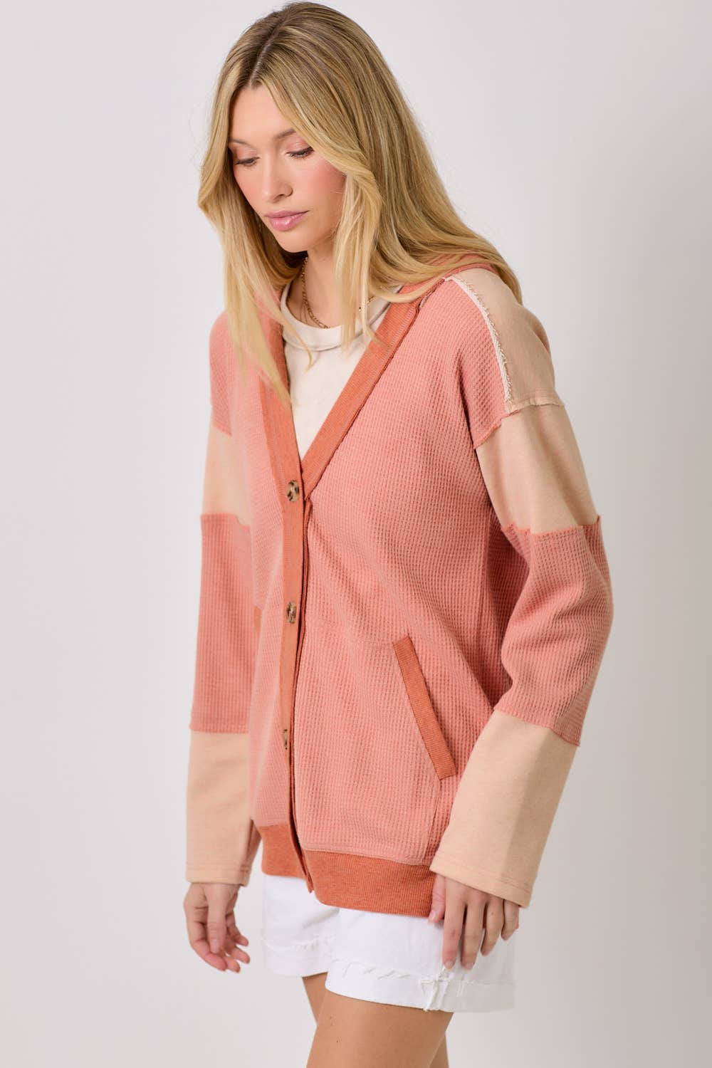 Mystree - Wholesale Cardigan - Women's - 60553 Color Block Hoodie Cardigan10