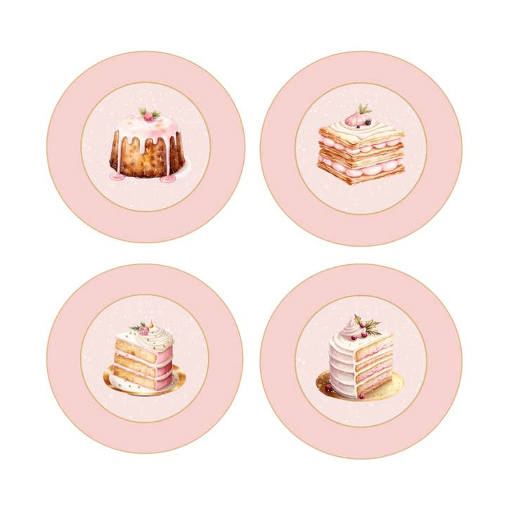 4 Ass. Roze Peperkoek Dessertborden voor wholesale door December Diamonds