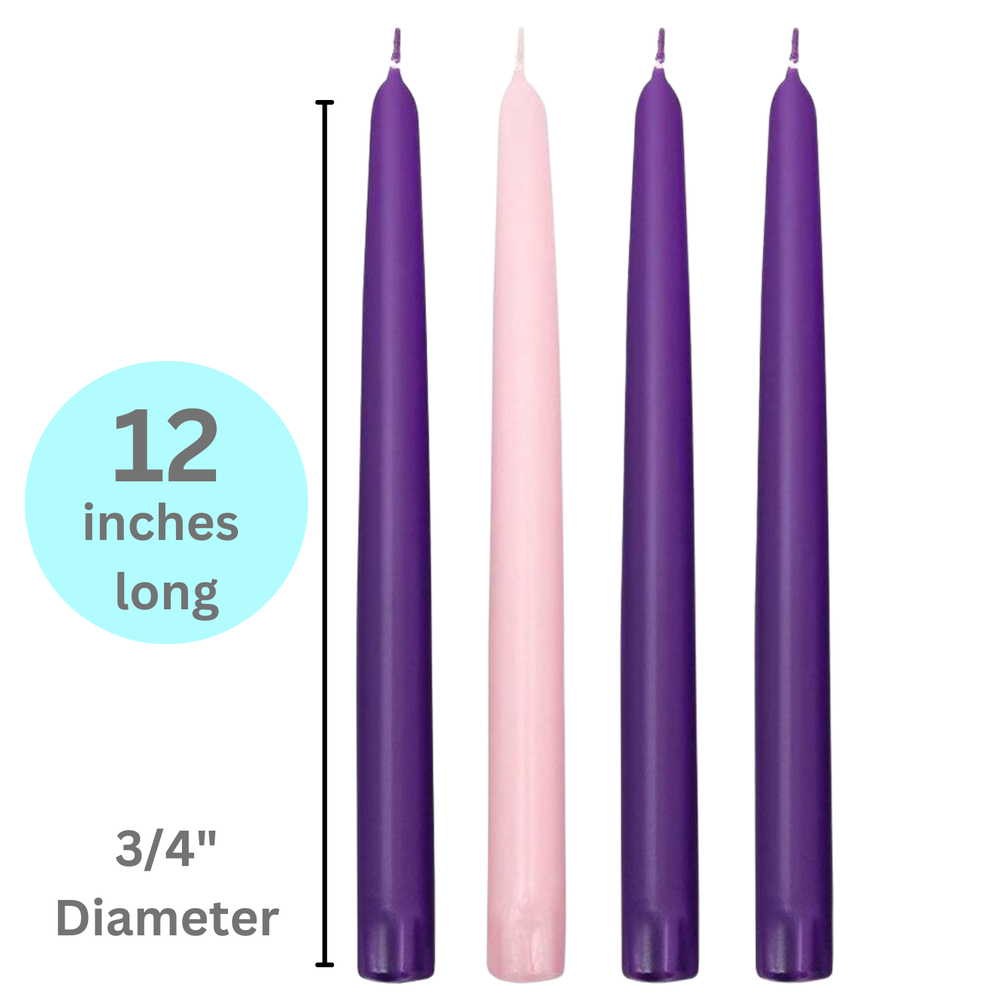 Factory Direct Craft - Wholesale Tapered Candle/Candlestick - Box of Traditional Advent Taper Candles (Pack of 4)1