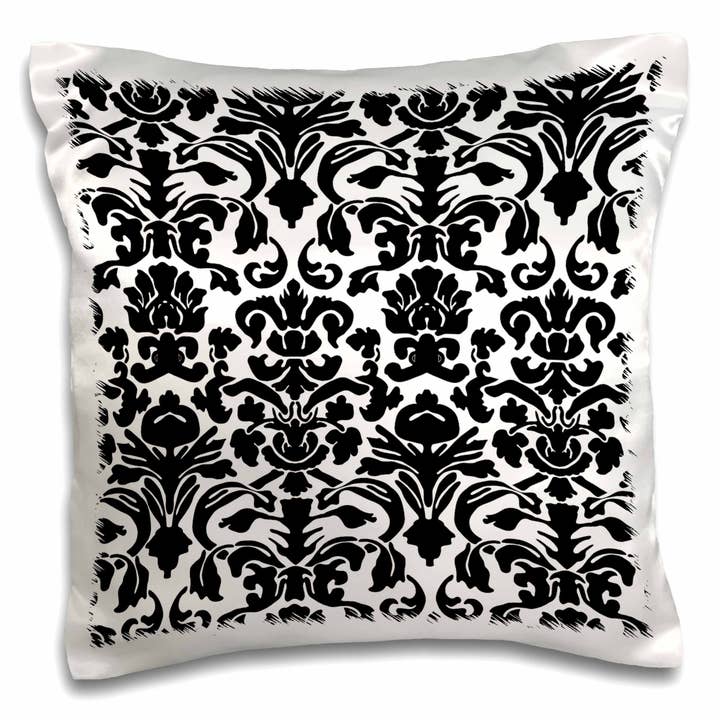 3dRose, Patrón de Damasco Intricado en Blanco y Negro - Clásico, Elegante y Estiloso, Funda de Almohada para venta al por mayor de 3dRose
