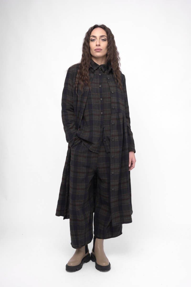 Baci & Amici Fashion - US Continental - Wholesale Dress - Women's - Cotton Plaid Tiered Waist Dress0